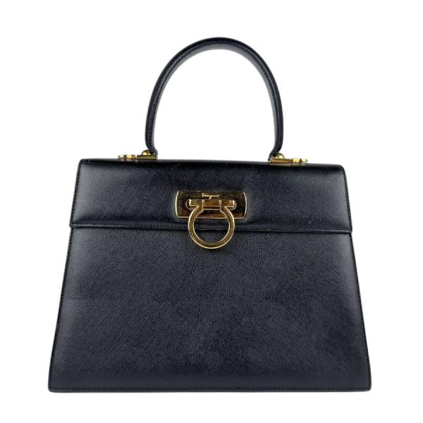 サルヴァトーレフェラガモ ハンドバッグ ガンチーニ レザー ブラック サルヴァトーレフェラガモ ハンドバッグ ガンチーニ レザー レディース