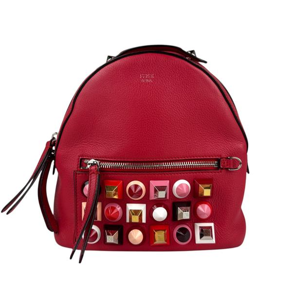 FENDI（フェンディ） リュック マルチスタッズ レザー/メタル レッド