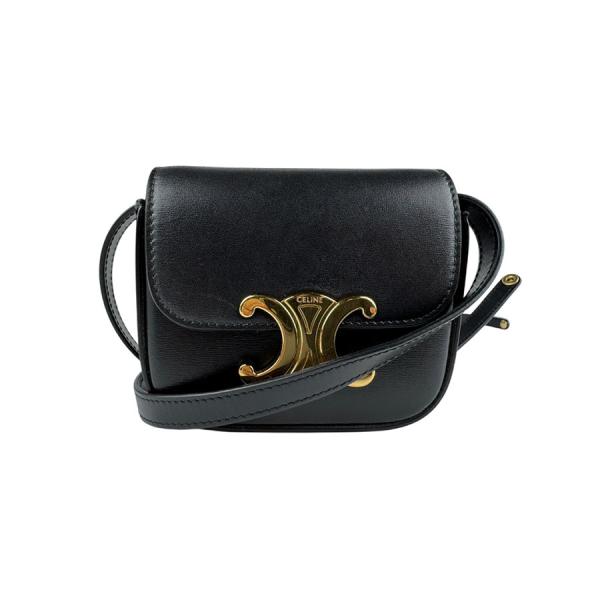 CELINE セリーヌ ショルダーバッグ ミニ トリオンフ レザー ブラック 