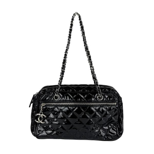 早い者勝ち❗️CHANEL ブラック ショルダーバッグ CHANEL シャネル ショルダーバッグ エナメル ブラック : ブランド