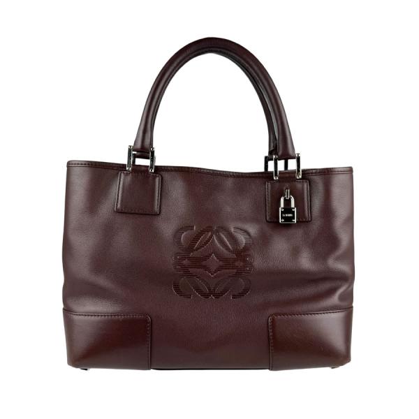 LOEWE ロエベ ハンドバッグ アナグラム レザー ブラウン : ブランド  