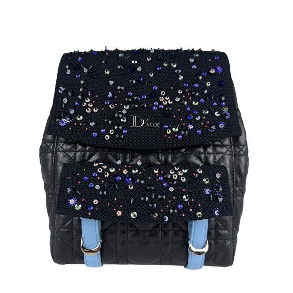 【新品同様】クリスチャンディオール　カナージュ　ロゴ　リュック　ブラック　レザー クリスチャンディオール Christian Dior リュック カナージュ レザー