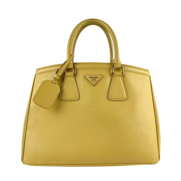 【値下げ】PRADA イエロー ハンドバッグ PRADA プラダ ハンドバッグ レザー イエロー : ブランドバリュー