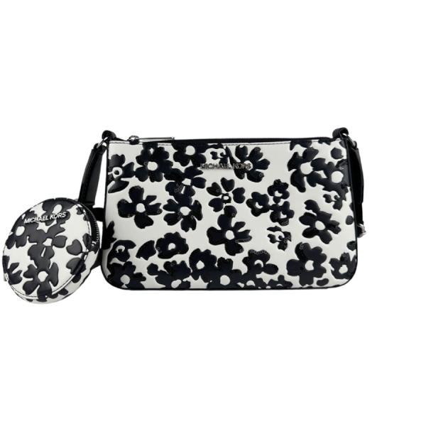 ⭐︎希少⭐︎ マイケルコース ショルダーバッグ フラワー レザー 丸形 ブラック マイケルコース MICHAEL KORS ショルダーバッグ 黒 レザー 丸型