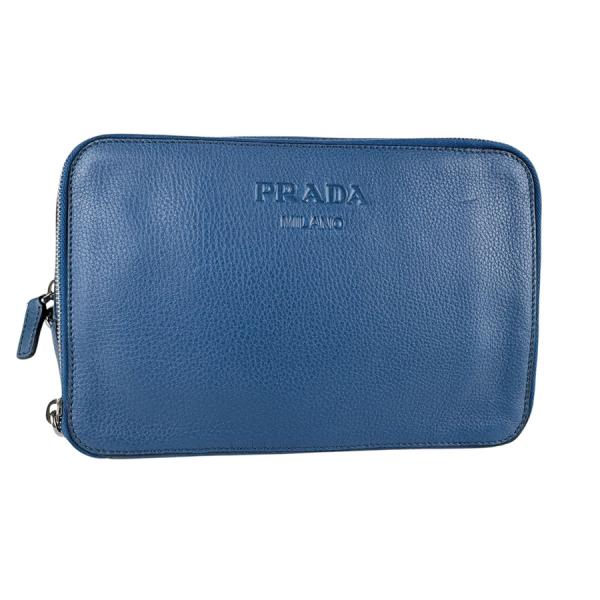 PRADA（プラダ） セカンドバッグ クラッチバッグ レザー ブルー