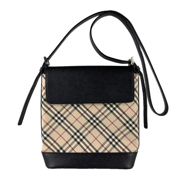 BURBERRY ショルダーバッグ ベージュ/ブラック BURBERRY（バーバリー） 斜め掛けショルダーバッグ キャンバス/レザー