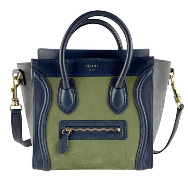 セリーヌ　ネイビー スエード ロゴ ハンドバッグ CELINE（セリーヌ） ハンドバッグ ショルダーバッグ ラゲージ ナノ