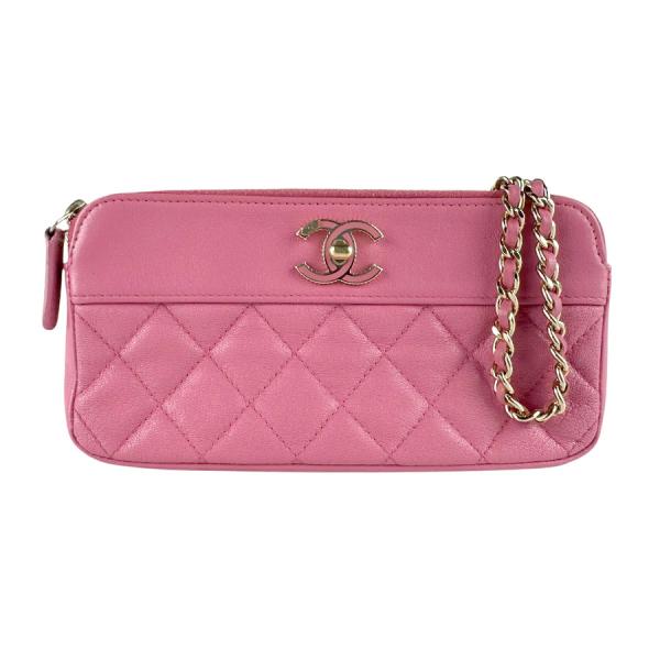 シャネル CHANEL 斜め掛けショルダーバッグ チェーンウォレット レザー/メタル ピンク/ゴールド レディース 送料無料【中古】 z9294 CHANEL（シャネル） 斜め掛けショルダーバッグ チェーンウォレット