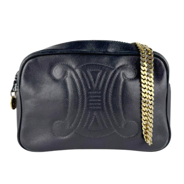 CELINE（セリーヌ） 斜め掛けショルダーバッグ レザー/メタル ブラック 