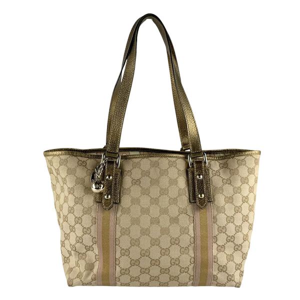 GUCCI（グッチ） ショルダーバッグ GGキャンバス/レザー ブラウン