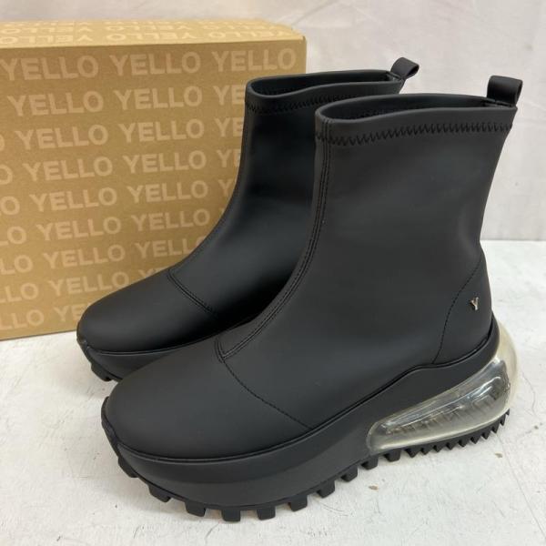 YELLO 黒 ブーツ 厚底 古着 YELLO イエロー 厚底 エアソール スニーカーブーツ 22.5cm