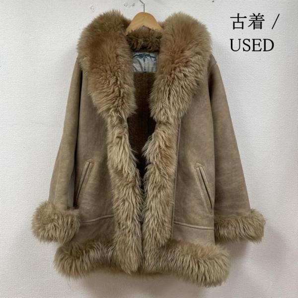 古着 リアル ムートン ファー 毛皮 ジャケット 裏地ボア 前開き FREE