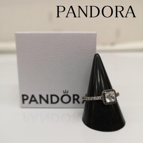 PANDORA（パンドラ） SV925 シルバー ラインストーン スクエア リング