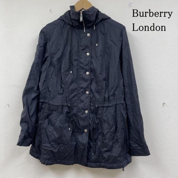 【美品】Burberry フード付ネイビージャケット　ウインドブレーカー　ロング バーバリーロンドン フード付き ナイロン ジャケット コート ウインド