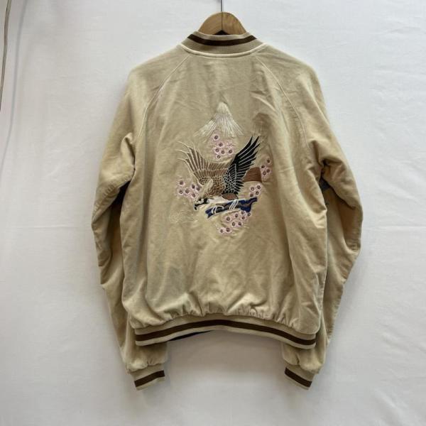 古着 空 ku 別珍 サテン リバーシブル スカジャン 和柄 刺繍 L