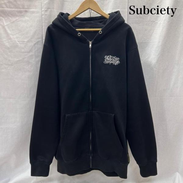 サブサエティ スカルマリア ジップパーカー バック刺繍 ブラック L