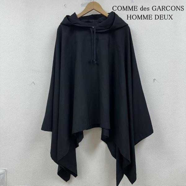 未使用級 COMME des GARCONS 2023 フード ポンチョ 黒 コムコム コムデギャルソンCOMME des GARCONS メルトンウールフー