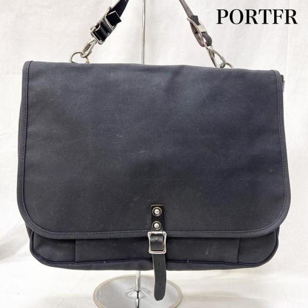 吉田カバン PORTER ポーター ビジネスバッグ ショルダーバッグ 黒色 ポーター 吉田カバン ダック生地バッグ レザーショルダー バッグ black