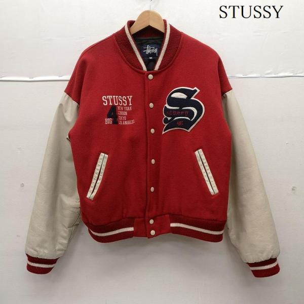 ステューシー 98年 USA製 OLD BIG 4 JACKET ビッグ4 袖革 スタジャン M
