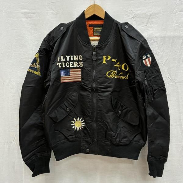 FLYING TIGERS フライングタイガー刺繍 フライトジャケットＬ黒 古着 VIP CLUB フライングタイガー L-2B フライトジャケット L