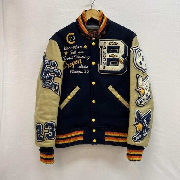 ホワイツビル BEAMS別注 袖レザー フルデコ ワッペン スタジャン 36