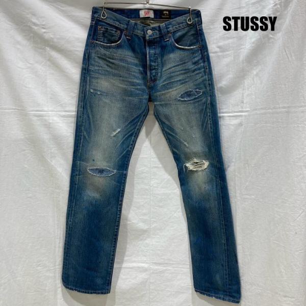 ステューシー リーバイス 501 ダメージ加工 ブルー デニム ジーンズ ステューシー リーバイス 501 ダメージ加工 ブルー デニム ジーンズ
