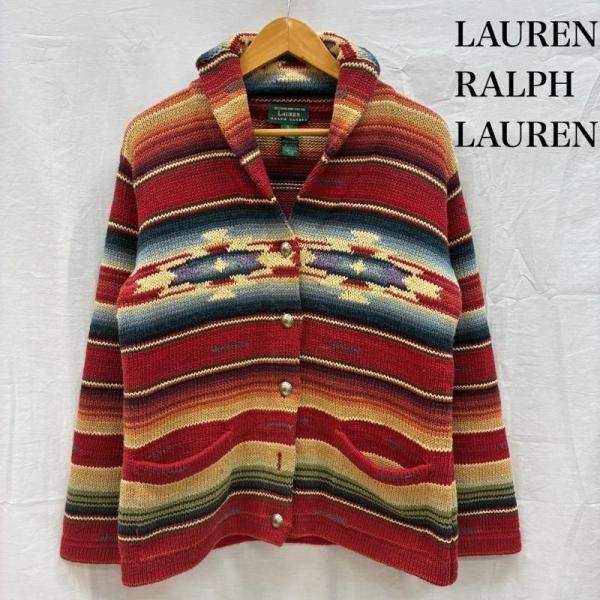 ローレンラルフローレン ネイティブ ボーダー ハンドニット ショール