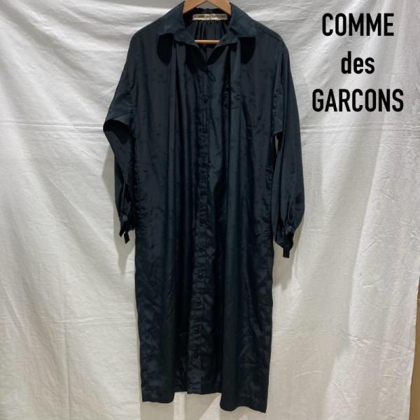 コムデギャルソン オールド 開襟シャツワンピース 長袖 花柄 黒