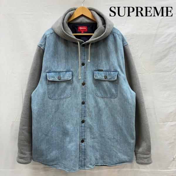 シュプリーム 22AW Fleece Hooded Denim Shirt フリース フーデッド