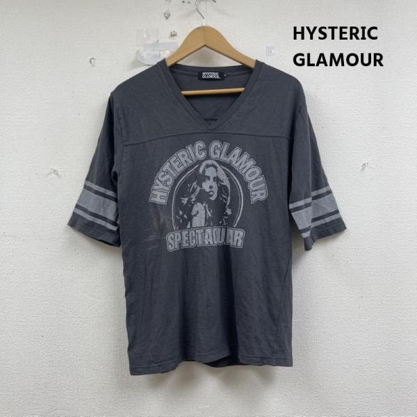 ヒステリックグラマー Tシャツ Vネック 五分袖 ガール プリント ロゴ