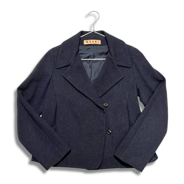 MARNI マルニ ショート丈 ピーコート シングル ジャケット ネイビー 