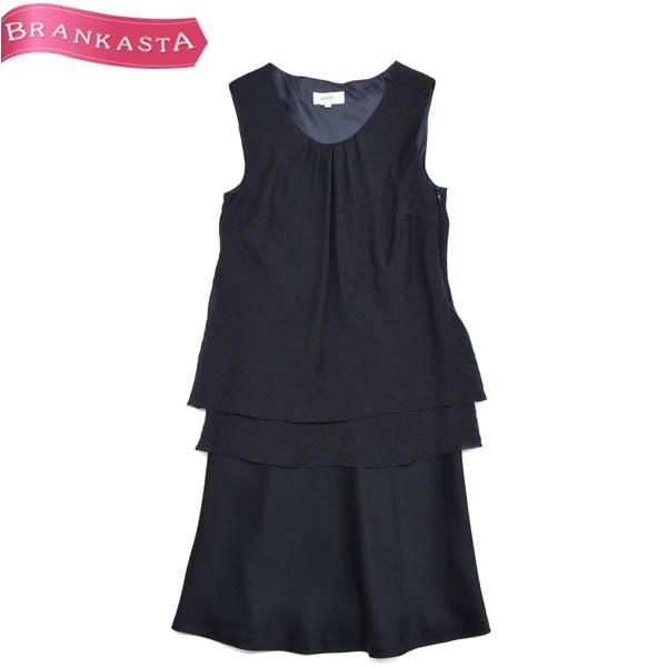 自由区 ティアードワンピース 32 きれいめ 異素材 セパレート風 ノースリーブ膝丈 ネイビー 延長sale 24h限定クーポン有 22mb40 中古ブランドショップブランカスタ 通販 Yahoo ショッピング