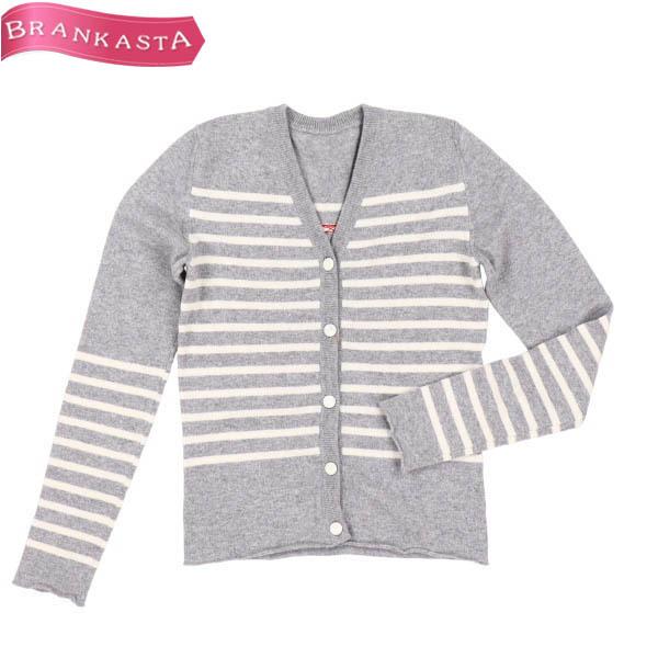 ルシアンペラフィネ ニットカーディガン ボーダー柄 トップス S相当 V