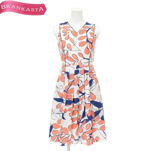 アナイ ワンピース ミモレ ミディ丈 36 S相当 フレア ノースリーブ リーフ柄 Vネック コーラルオレンジ 白 紺 Anayi 24h限定 10 Offクーポン有 41df03 中古ブランドショップブランカスタ 通販 Yahoo ショッピング