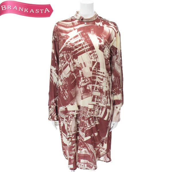 セリーヌ ワンピース 2way ひざ丈 36 S 長袖 ドロップショルダー 総柄プリント シルク エンジ ベージュ Celine 美品 30 Offクーポン対象 41ei12 中古ブランドショップブランカスタ 通販 Yahoo ショッピング