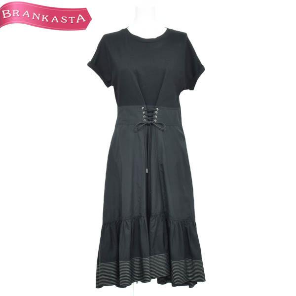 高価値 フィリップリム 3 1 切替 2 黒 ロング 半袖 ワンピース ドッキング ロングワンピース マキシワンピース