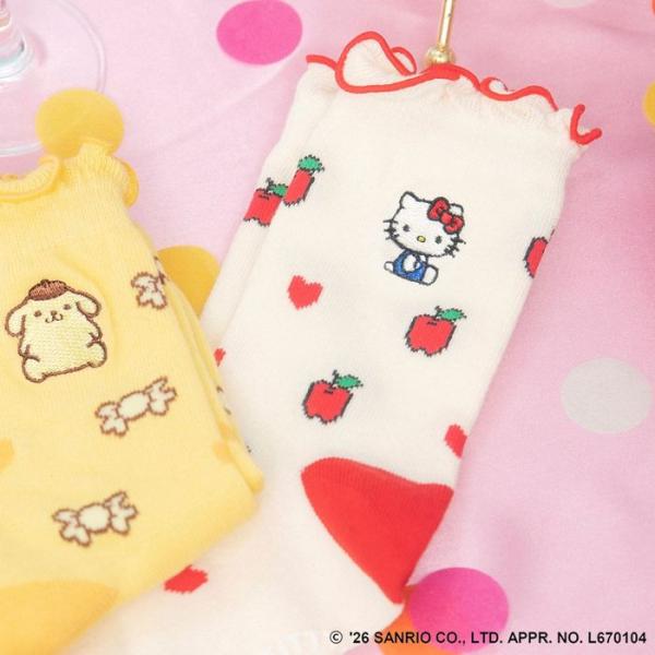 【サンリオキャラクターズ】ワンポイント刺しゅう総柄ソックス