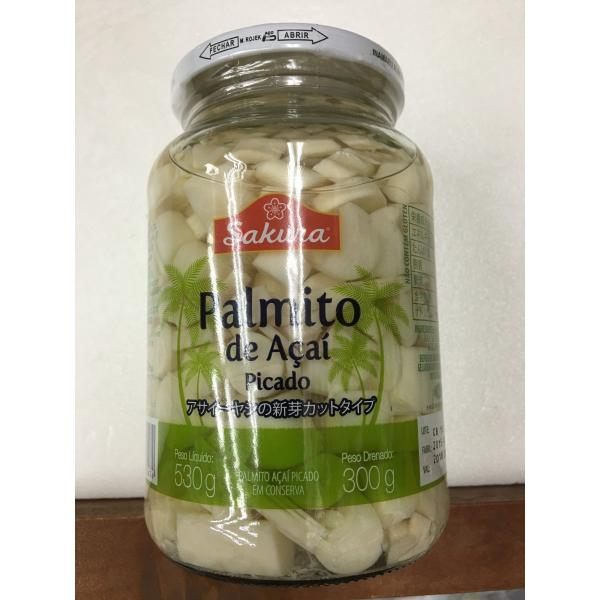 品名 パルミット（ヤシの新芽） 原材料名 椰子の新芽、食塩、酸味料 内容量 固形量300g　内容総量530g 原産国 ブラジル