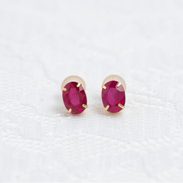 ピアス 18金 ルビー 2.4ct K18YG ゴールド 一粒 人気 レディース