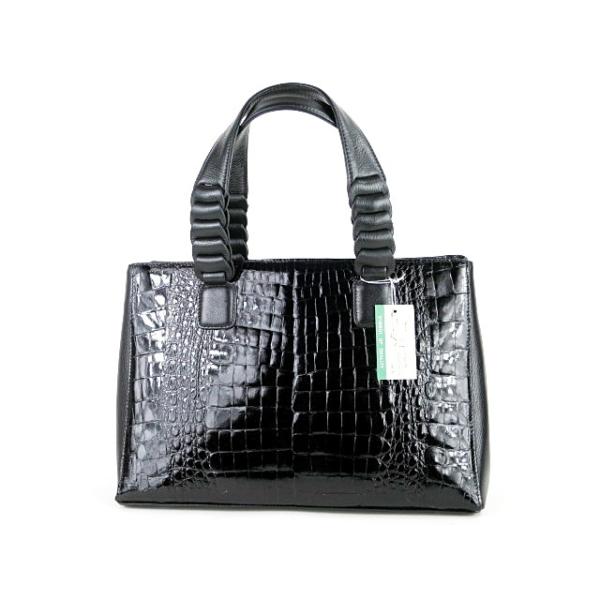 【美品】RODANIA ロダニア 本革 クロコダイル ハンドバック ブラック RODANIA（ロダニア） 【超美品】RODANIA クロコダイル ハンドバッグ 本