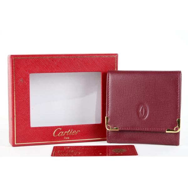 良品✨カルティエ 小銭入れ財布 ポーチ マストライン革 ボルドー 箱、保存布付 Cartier 【新品・未使用】Cartier カルティエ マストライン 2C