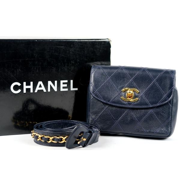 シャネル　マトラッセ ラムスキン　ターンロック　ウエストバッグ　ポーチ CHANEL（シャネル） 【美品】CHANEL ラムスキン マトラッセ ターン