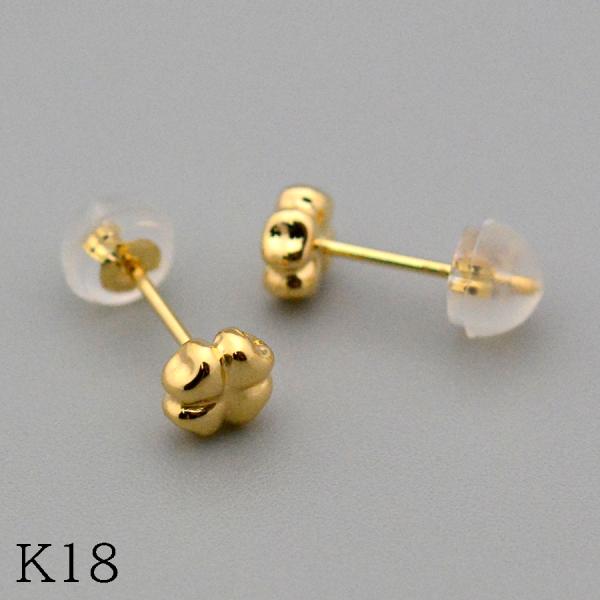 クローバースタッドピアス5mmpt900プラチナK18 ピンクゴールド 