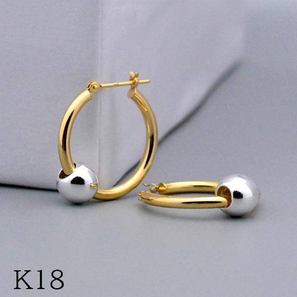 Ptフープ　チャーム3点・K18フープ　チャーム4点 楽天市場】K18 フープピアス チャーム 18K 2way ボールチャーム
