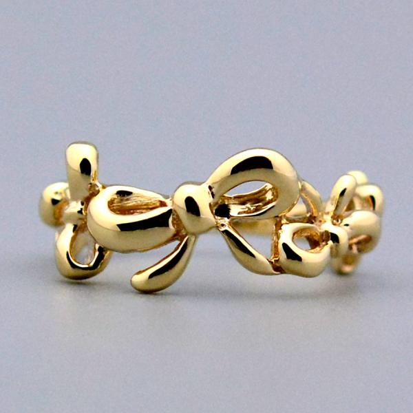 アシンメトリーリボンリングK10K18PT950ホワイトゴールドピンク