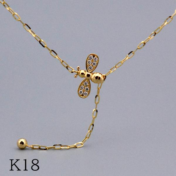 HoneyBee Yライン フリーネックレス ショートK18イエローゴールド45センチミツバチ
