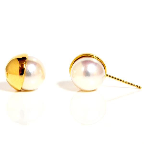 18金 ピアス 18k パールピアス スタッドピアス 淡水真珠 両耳用