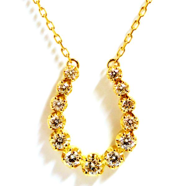 ぽんちゃん様専用】eteホースシューダイヤモンドネックレス馬蹄形k18YG