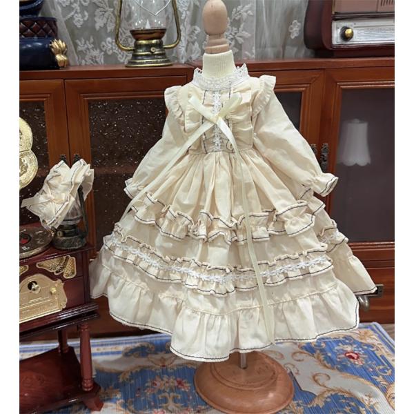 BJDドール服 ロリータ ワンピース ドレス ヘッドドレス セット 宮廷風