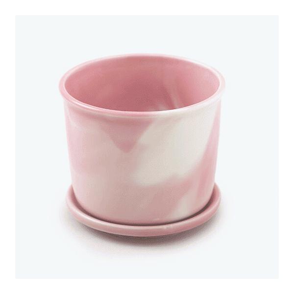 Mug Pot Marble Pinkマグポット　マーブルピンクマグカップの胴体が３号ポット美濃焼の磁器の植木鉢インテリアガーデニング